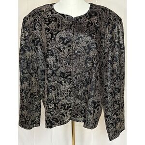 Maggie McNaughton Plus Size 24W Black Gold Paisley Jacket Church Holiday Dressy